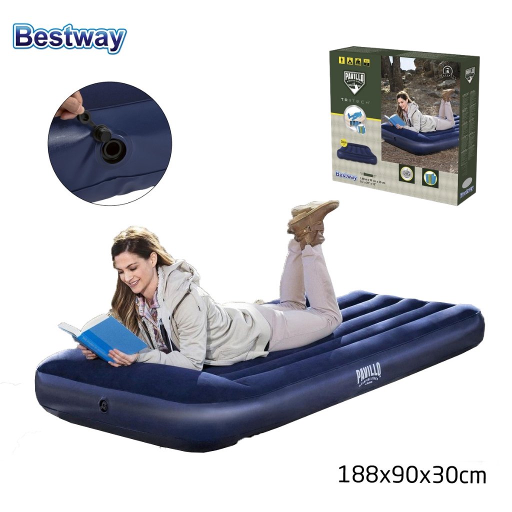 xr:d:DAFjBiMPuLQ:62,j:2064167002214864180,t:23060511 Pavillo Matelas Gonflable avec Oreiller intégrée 188x99x30 cm Bestwey #67680 - الصورة 1