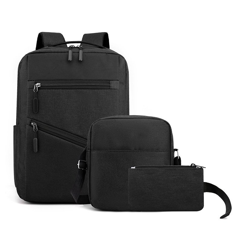 127772-5-2-1.jpg Sac à dos homme avec sac bandoulière et trousse 3en1 noir 127772-5 – محفظة ظهر رجالية 3 قطع أسود - الصورة 1