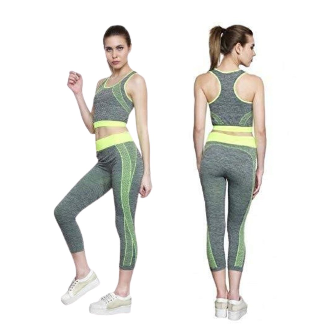 xr:d:DAFibMqPBFU:43,j:1000192418722096796,t:23061312 Tenue de sport Extensible 2 Pcs Soutien-G Et Pantalon de Fitness - الصورة 1