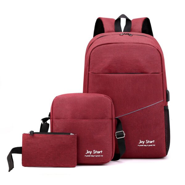 2775-8-4-600x600-1.jpg Sac à dos homme avec sac bandoulière et trousse 3en1 rouge 2755-8 – محفظة ظهر رجالية 3 قطع أحمر - الصورة 1