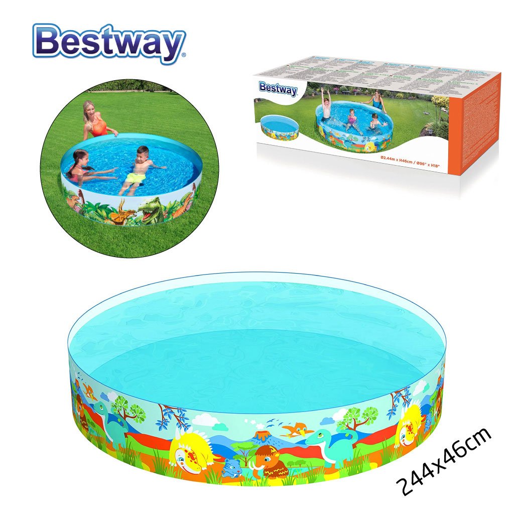 55001-5.jpg Piscine Dinosaure Ronde en Vinyle et PVC 244x46cm - الصورة 1