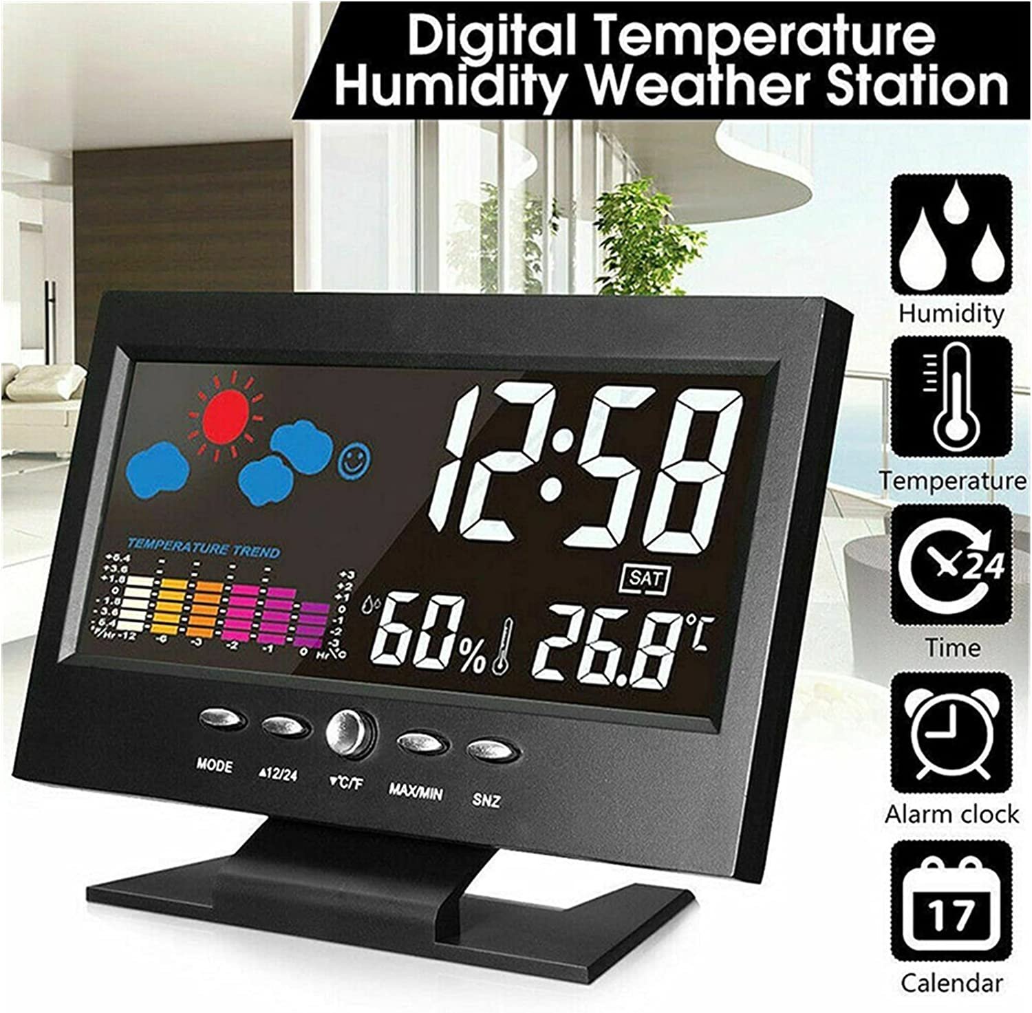 71Oak4NegXS._AC_SL1500_.jpg Station Météo intelligente multifonction affichage numérique - الصورة 1