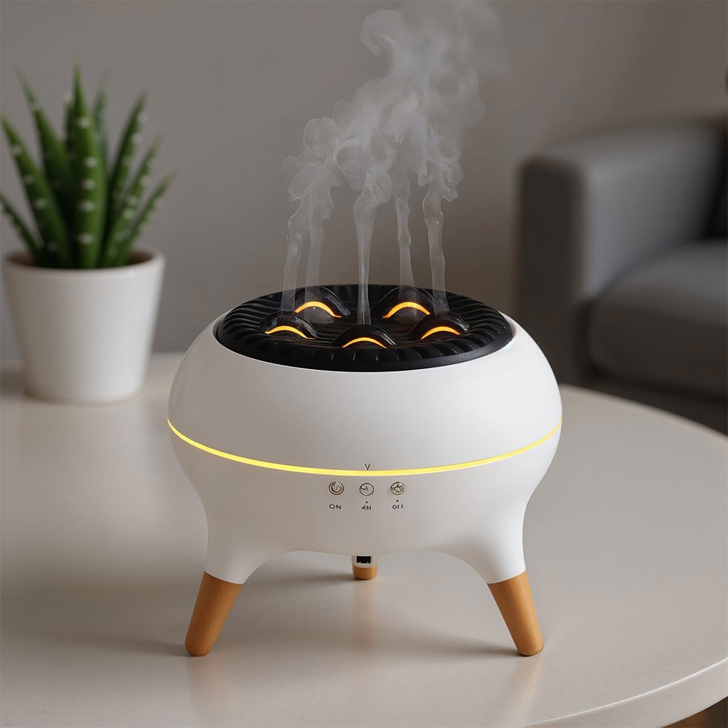 Aroma-291-cnc-1.jpg Diffuseur d’huiles essentielles ultrasonique 350 ml avec télécommande et lumières – جهاز تعطير الجو - الصورة 1
