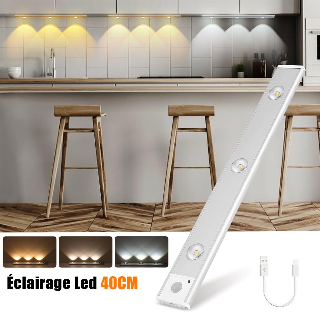 HS24020-CNC-1.jpg Lampe LED Rechargeable avec Détecteur De Mouvement Intérieur 3 Modes 40CM – مصباح مناطق ضيقة بعدة أوضاع - الصورة 1