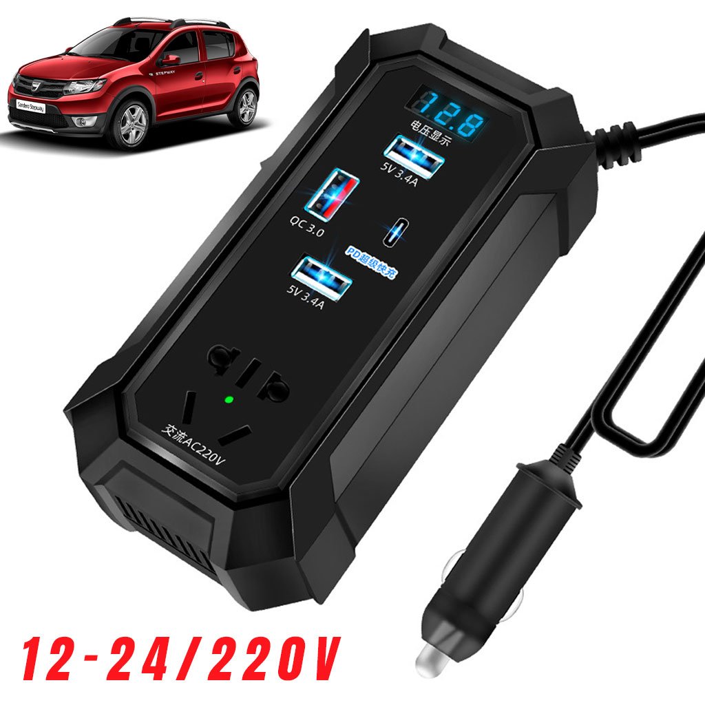 Inverter-220V-CNC-2.jpg Inverter de voiture 12V 24V à 220V multiports super fast charge – محول التيار الكهربائي في السيارة - الصورة 1