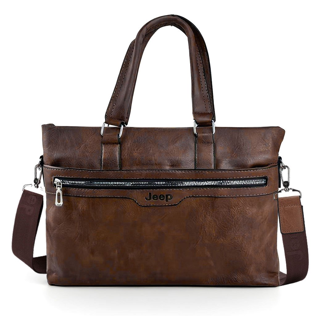 Jeep-180551-12-2-1.jpg Cartable Homme en Simili Cuir Design Élégant Jeep 180551-12 Marron Foncé – حقيبة جلدية لون بني داكن - الصورة 1