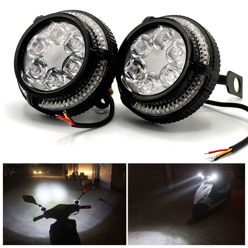 LED-FEUX-Moto-cnc-7.jpg Lot de 2 Phares Antibrouillard 6 LED 12V-85V pour Moto - الصورة 1
