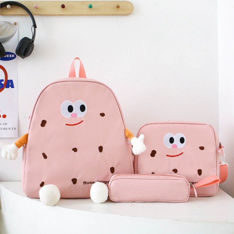 Sac-Chinois-V17-14.jpg Ensemble de sacs d’école Kawai pour adolescents 3Pcs Language Rose – محفظة 3 قطع كاواي وردي - الصورة 1