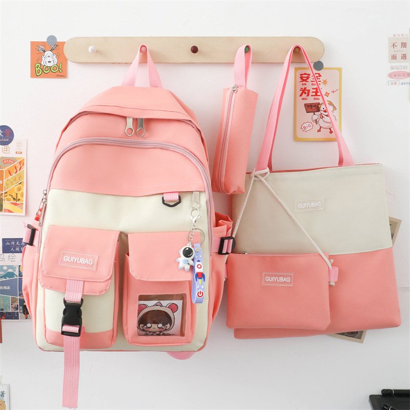 Sac-Chinois-V7-5-1.jpg Ensemble de sacs d’école Kawai pour adolescents 4Pcs Guiyu V3 Rose – محفظة 4 قطع كاواي وردي - الصورة 1