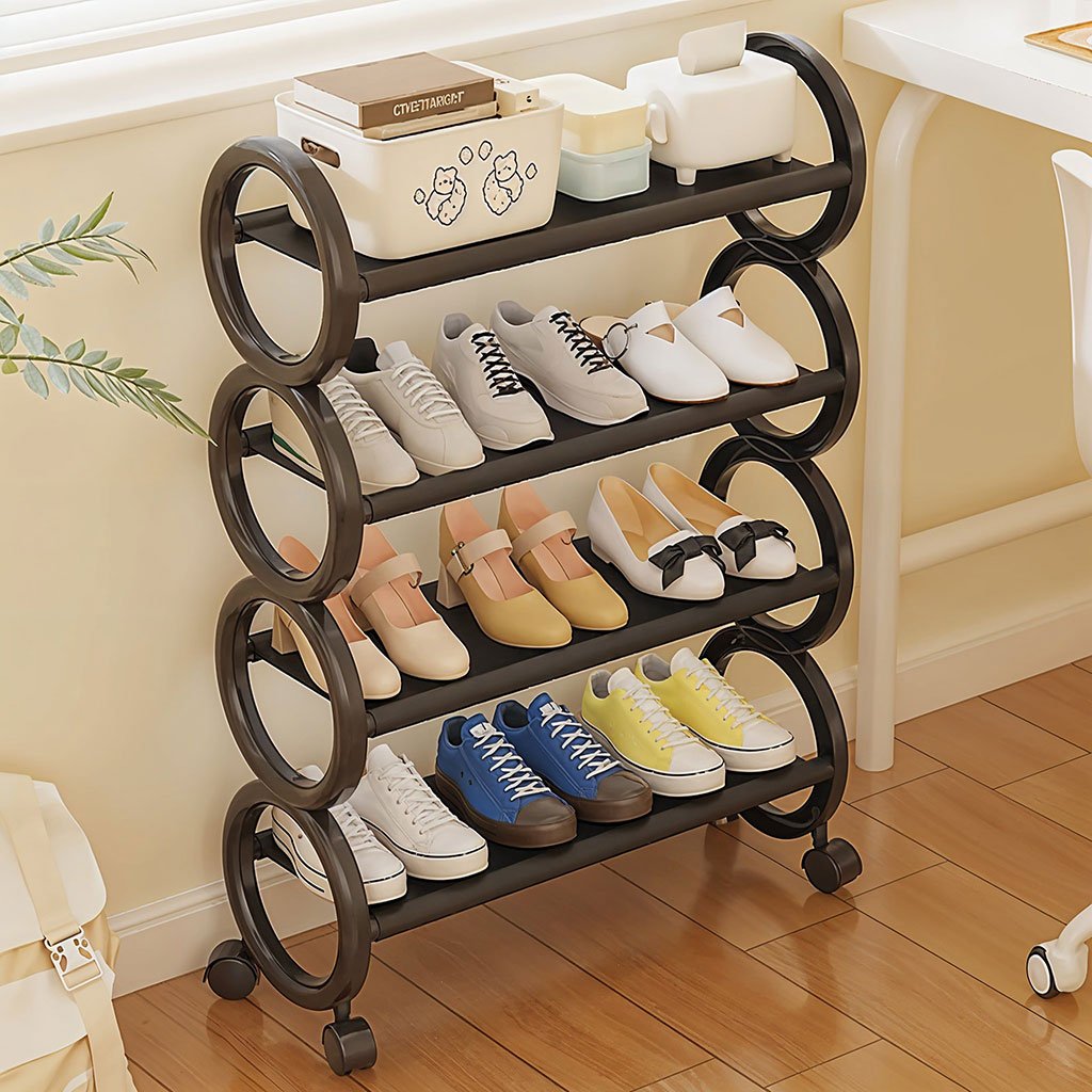 Shoe-RACK-V4-CNC-2.jpg Étagère à Chaussures Design Compact avec Roulettes – حامل أحذية مبتكر متنقل - الصورة 1