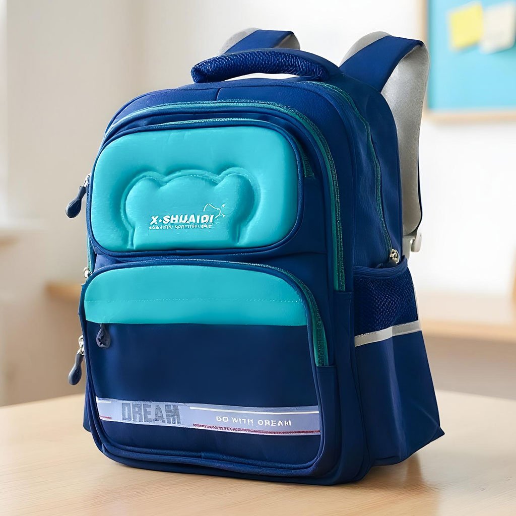 ShuaiQi-3-1.jpg Sac à Dos Scolaire Orthopédique pour Enfants X-SHUAIQI Bleu Ciel – محفظة مدرسية للأطفال أزرق فاتح - الصورة 1