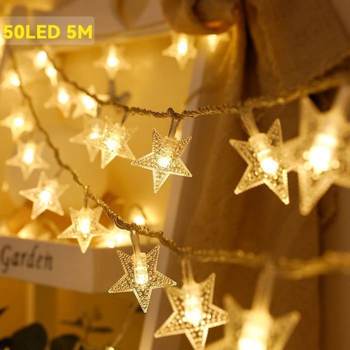 guirlande-lumineuse-50-led-a-pentagramme-5m-2-mode.jpg Guirlandes Lumineuses LED à Etoile 3M 2 Modes V8- أضواء سلسلة نجوم وضعان تزينية - الصورة 1