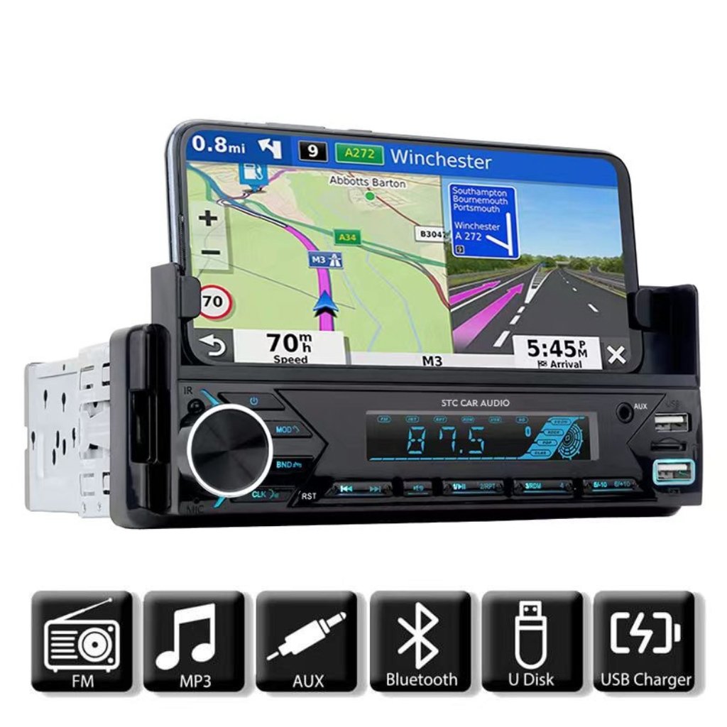 xr:d:DAFutwQRzn8:21,j:4326110751317697162,t:23091814 Poste radio BT In-dash 1 Din Fm Aux-in Récepteur SD USB avec support de téléphone - الصورة 1
