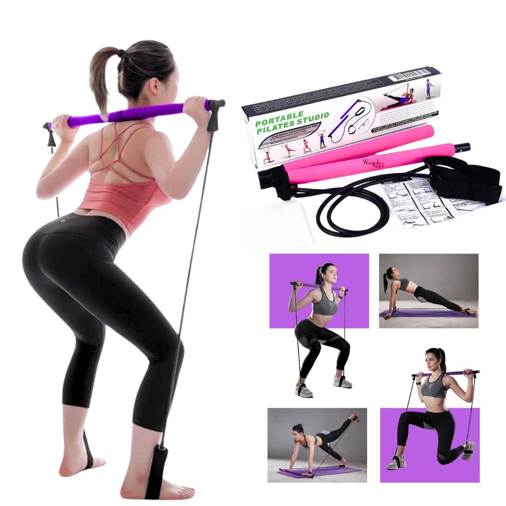xr:d:DAFz9De9ed8:2650,j:7009145586875880704,t:24021414 Barre de pilates portable avec bande de résistance réglable - الصورة 1