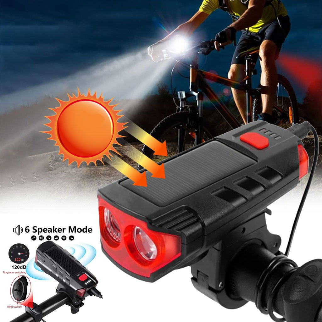 FY329-cnc-4.jpg Lampe d’éclairage solaire pour vélo et trottinette avec sonnette et alarme – مصباح دراجات يعمل بالطاقة الشمسية - الصورة 1