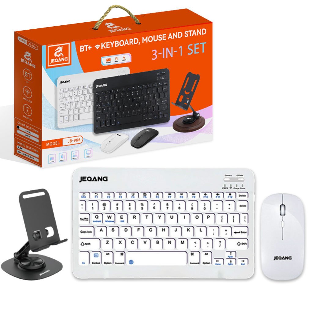 JB-986-cnc.jpg Combo clavier et souris avec support de téléphone compatible ( windows + ios + android ) - الصورة 1