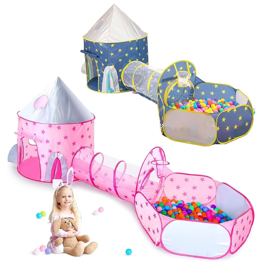 joy-kids-cnc.jpg Tente de jeu 3 pièces pour enfants Château et Tunnel avec piscine - خيمة ترفيهية للأطفال - الصورة 1