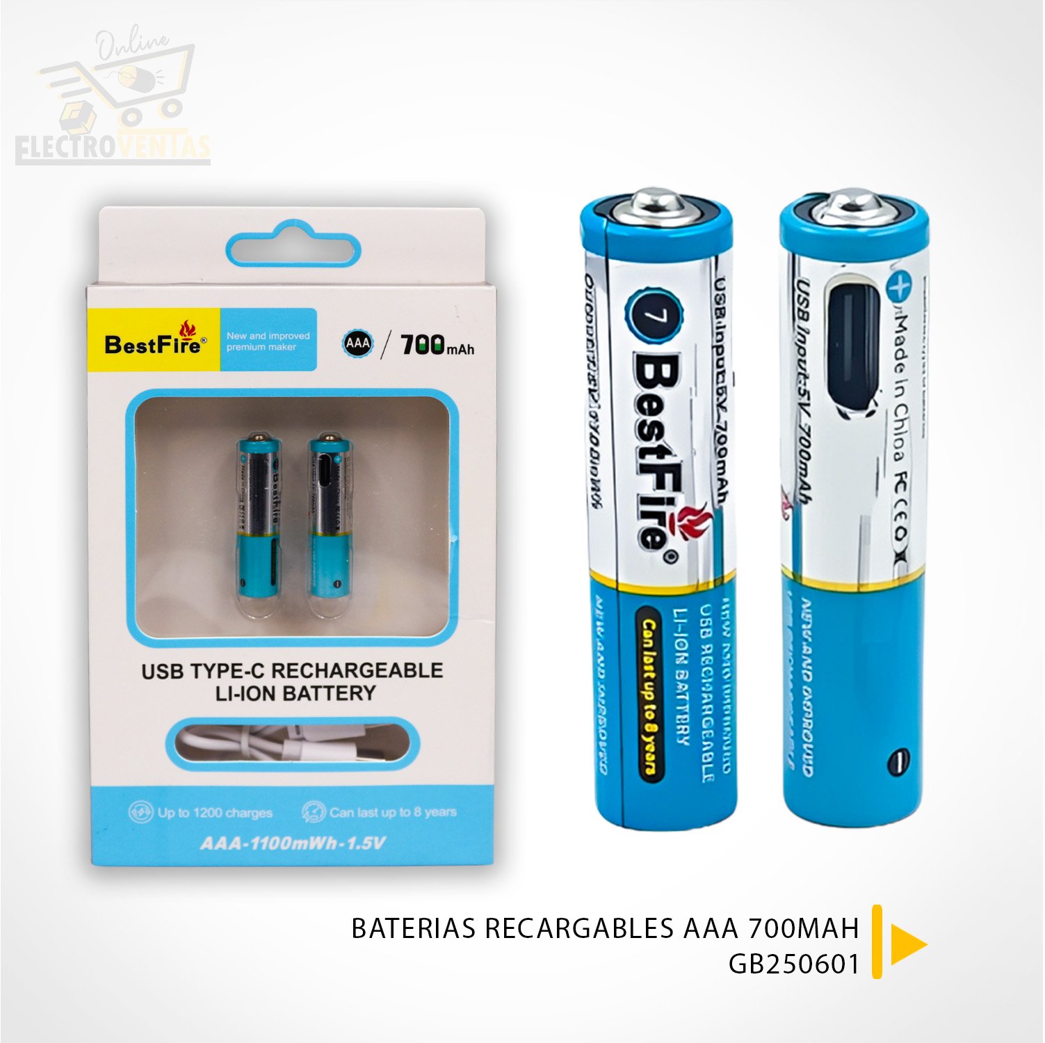 1775483860850_yzbvk1oz_principal-copia-10.jpg Pile rechargeable USB type C AAA 700mWh en lithium BestFire - بطارية ليثيوم قابلة لإعادة الشحن - الصورة 1
