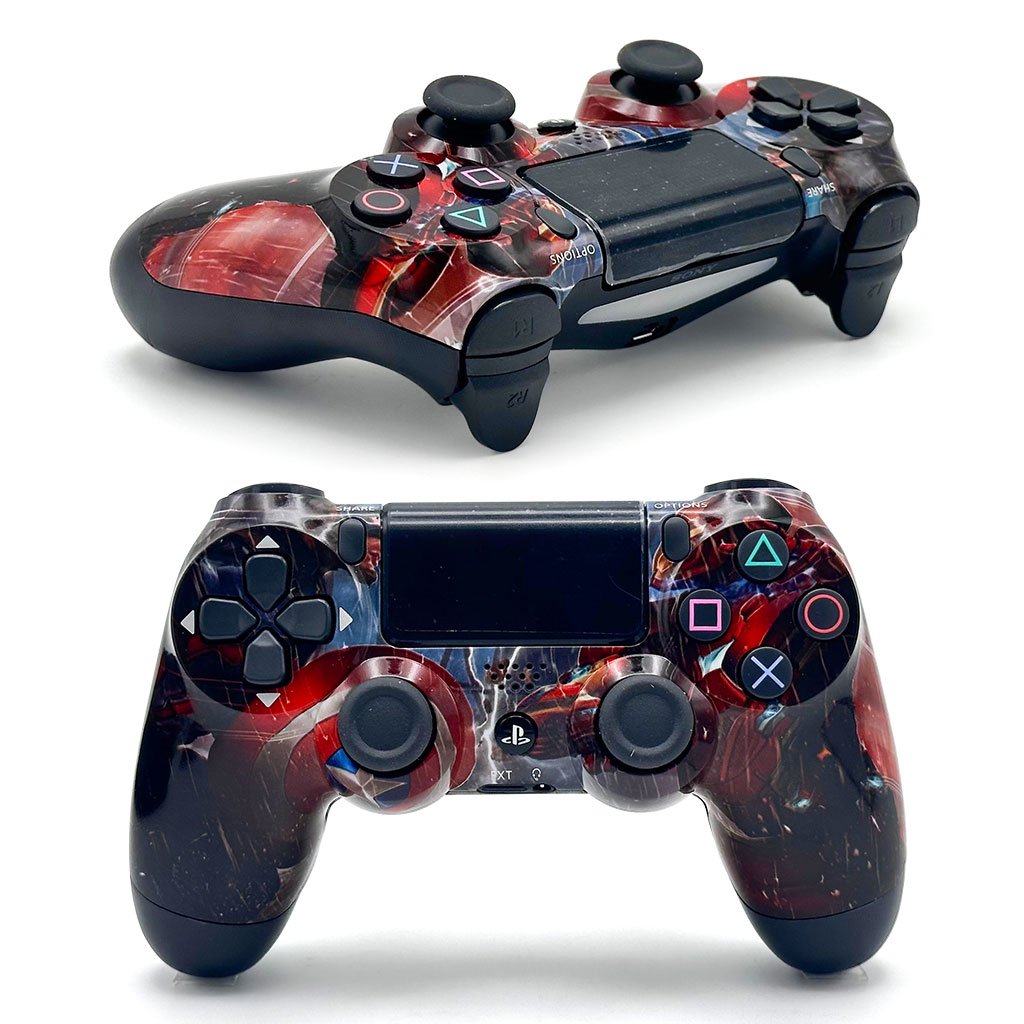 Manette-CAPTAIN-cnc SONY DualShock Manette PS4 Sans Fil, Batterie Rechargeable (High Copy) – Edition Captain America - الصورة 1