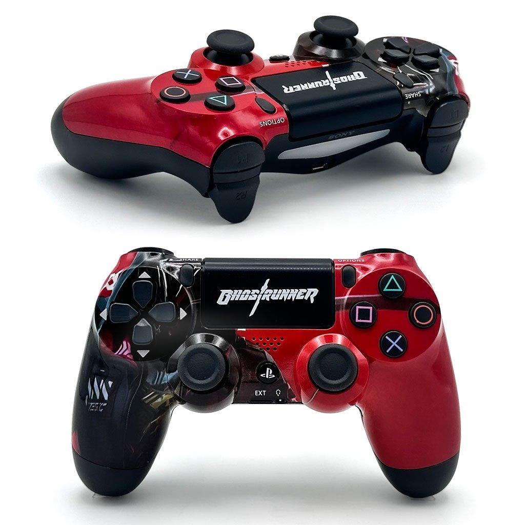Manette-Ghost-cnc SONY DualShock Manette PS4 Sans Fil, Batterie Rechargeable (High Copy) – Edition Ghost Runner - الصورة 1