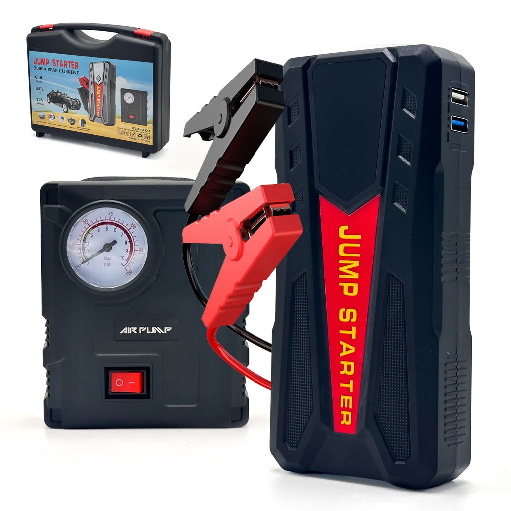 Pak-Jump-Starter-cnc Jump Starter et Compresseur d'Air 2-en-1 pour Voitures - حقيبة جهاز تشغيل السيارة ومنفاخ هواء متكامل - الصورة 1